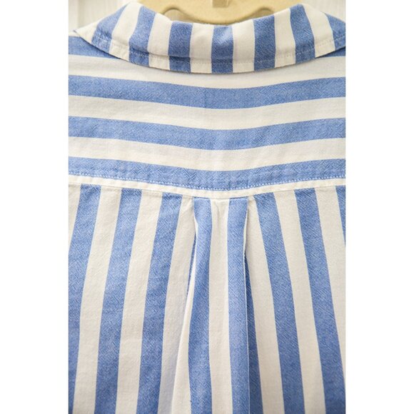 J. Crew Short-Sleeve Button-up Shirt in Wide Blue Stripe, size M - Picture 6 of 8